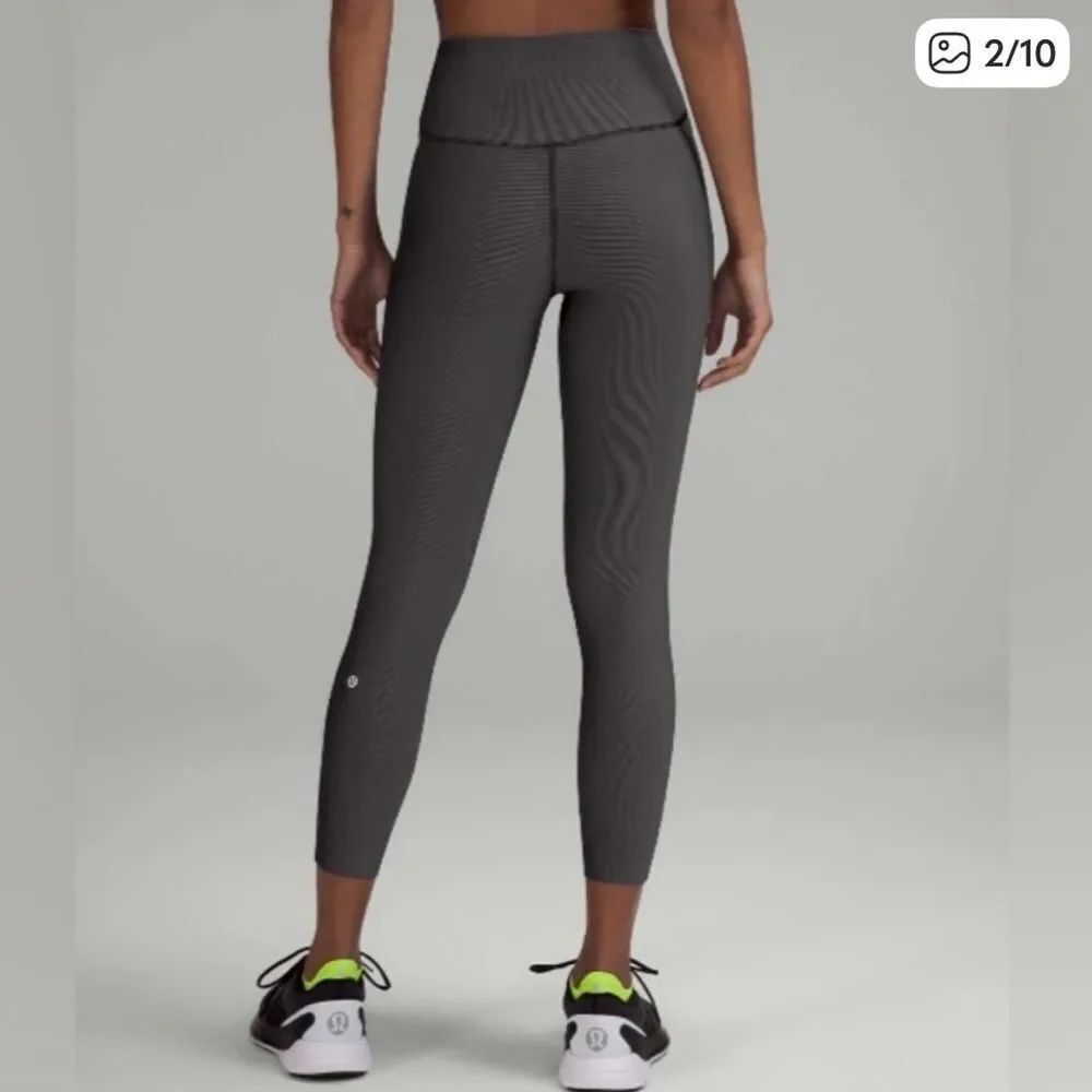 Lululemon Base Pace High Rise Tight Legging Two Toned Ribbed Black Womens 8